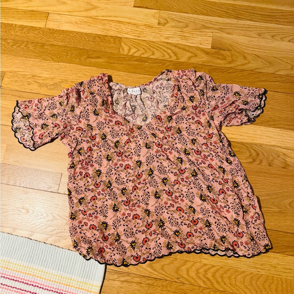 Velvet by Graham & Spencer Pink Floral Lace Blouse